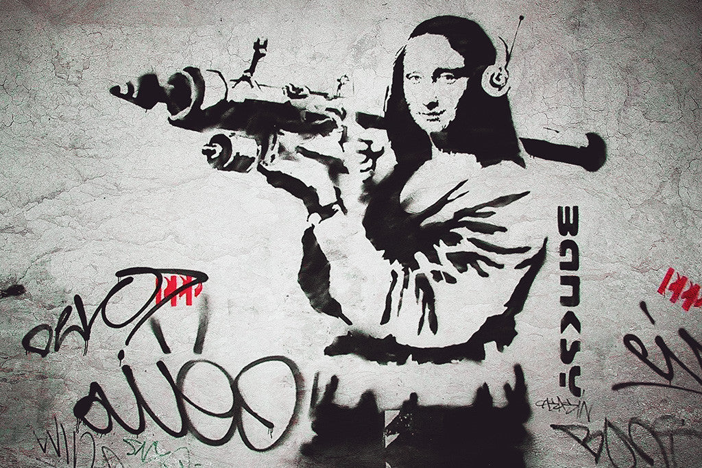Banksy Mona Lisa Grenade Launcher Weapon Graffiti Poster