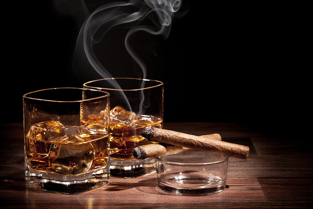 Glass Of Whiskey Cigar Poster