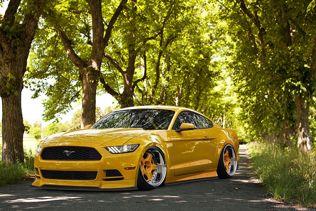 Ford Mustang 2015 Stance Yellow Tuning Poster