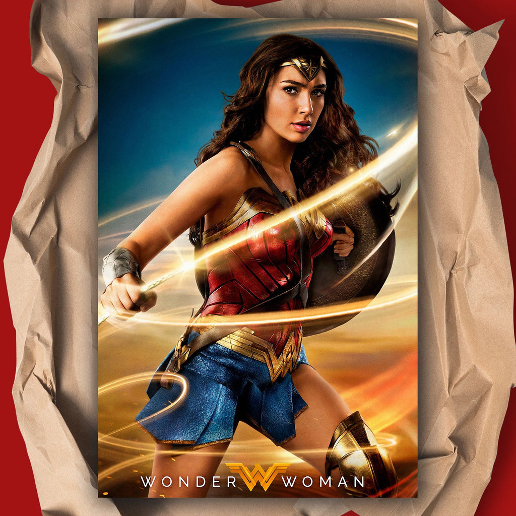 Poster Firmato Wonder Woman 2017 – Gal Gadot – Stampato Su Tela E Incorniciato – Regalo Perfetto Per Collezionisti E Fan Dei Film DC
